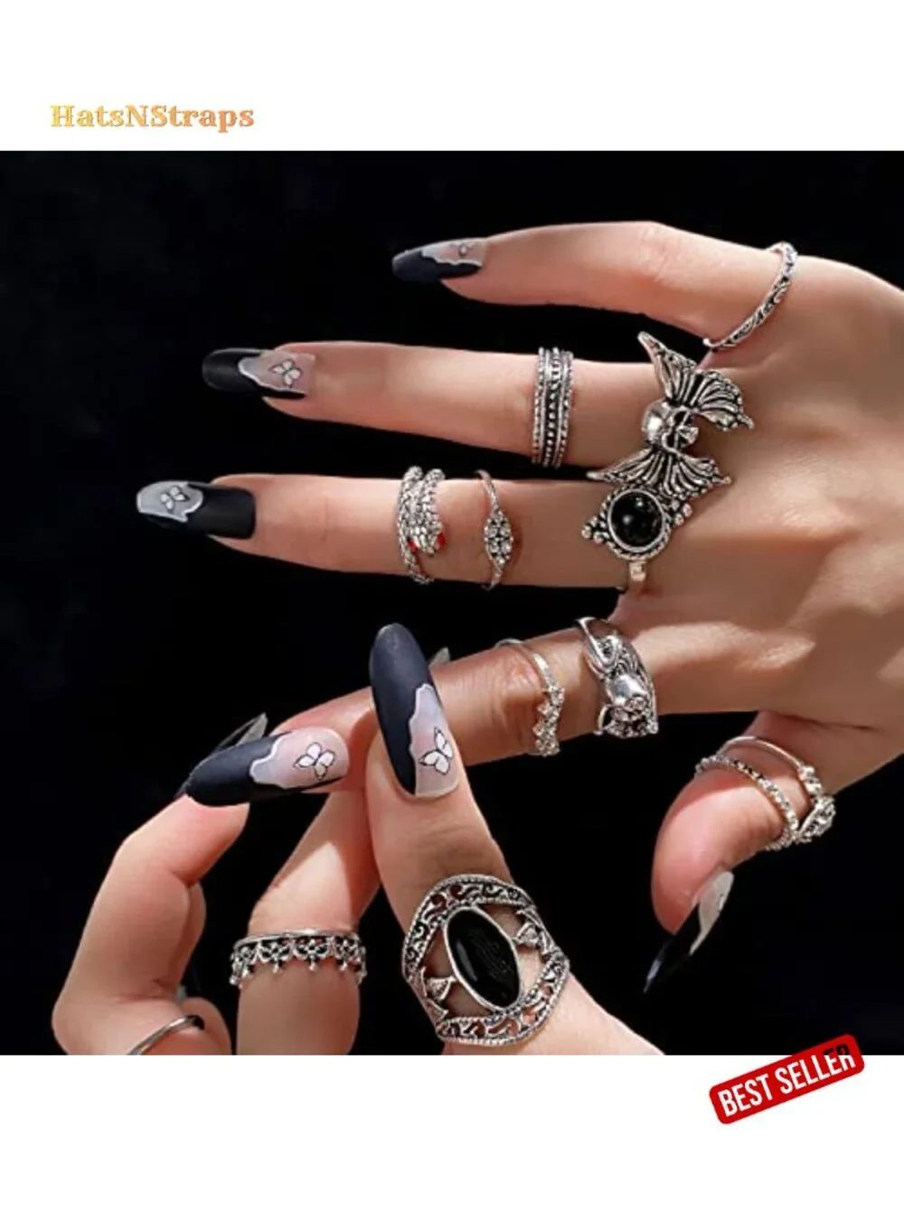 26 Pcs Vintage Gothic Ring Set for Women Men, Snake Crystal Stacking Rings